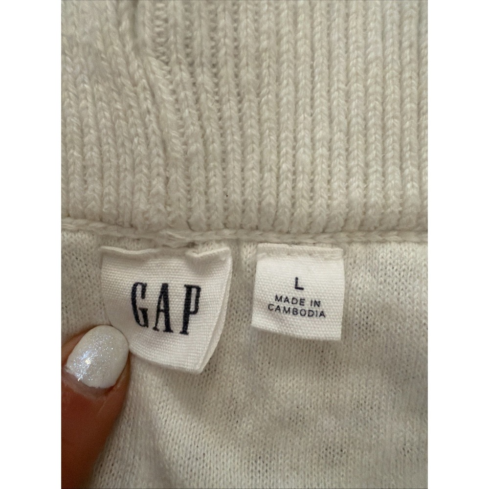 EUC Gap CROCHET PULL ON SWEATER SHORTS Knit  Lined Off White Milk Black Large - Picture 7 of 8